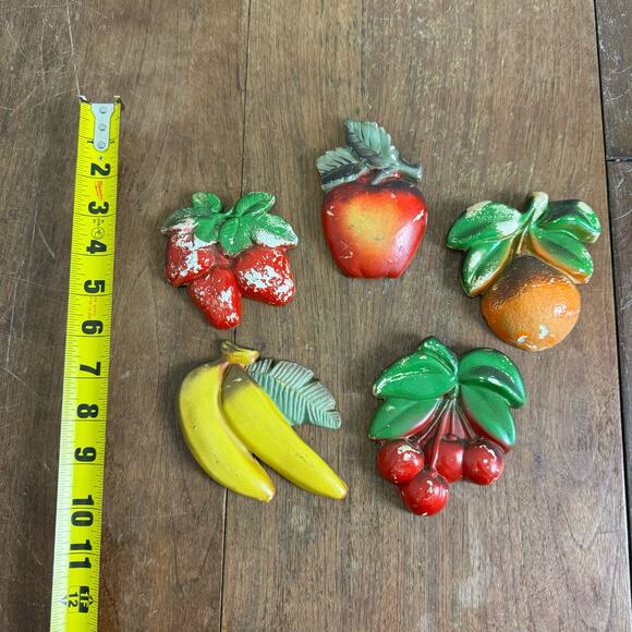 Vintage Mid Century Modern Plaster Chalkware Wall Art Decor Fruit Pears Berries - Picture 5 of 10